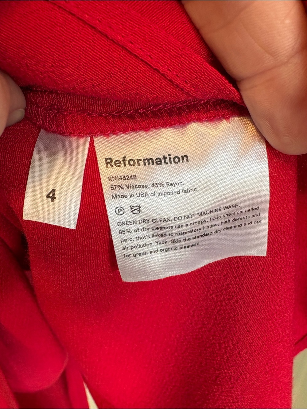 Reformation Isabel Sheath Dress in red cherry midi size 4 - Picture 10 of 10